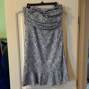 The Limited Blue and White Strapless Dress